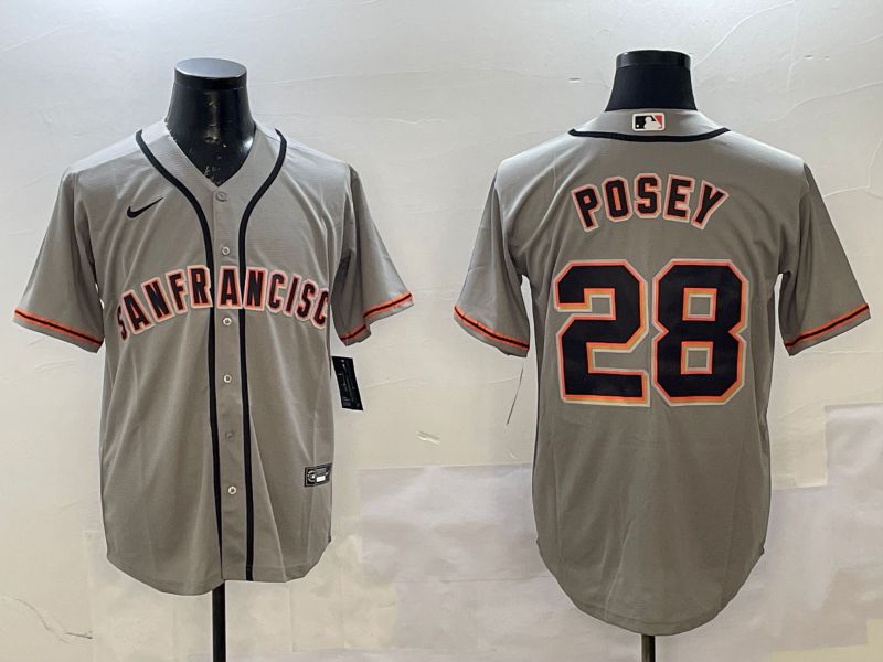 Men San Francisco Giants #28 Posey Grey Game 2025 Nike MLB Jersey style 1